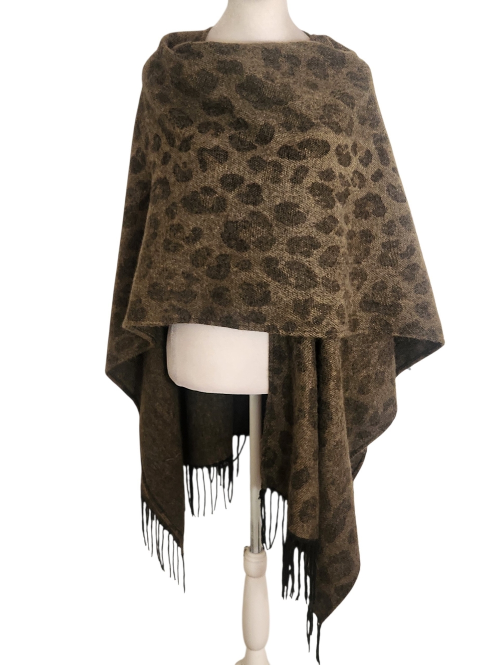 Woolrich Green Leopard Print Oversized Blanket Wrap One Size